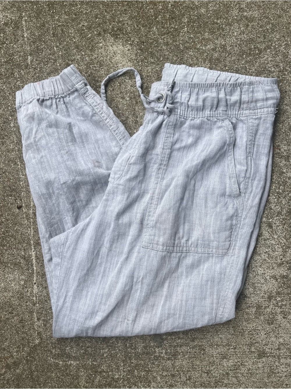 GAP Light Gray Women's Drawstring Linen-Blend Joggers